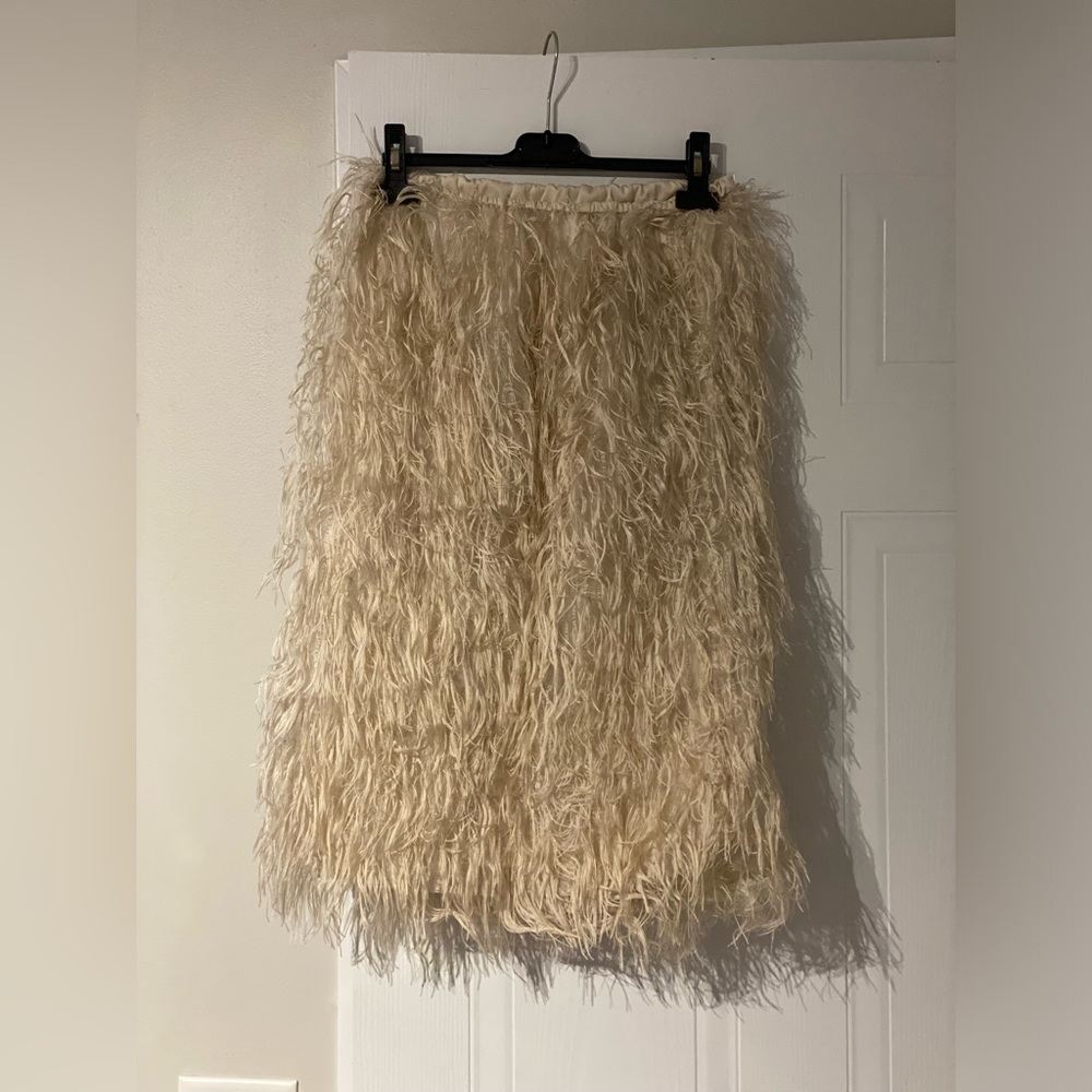 Champagne Ostrich Feather Mini Dress (one size)